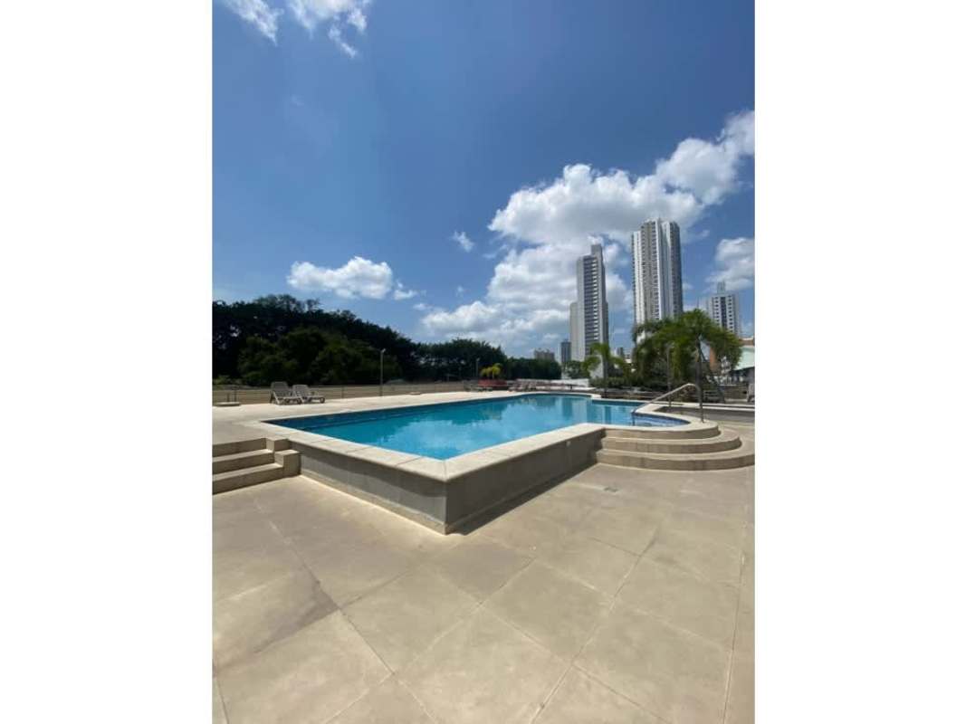 Outdoor playground with slides and multi-use court at PH Sky Park San Francisco Panama