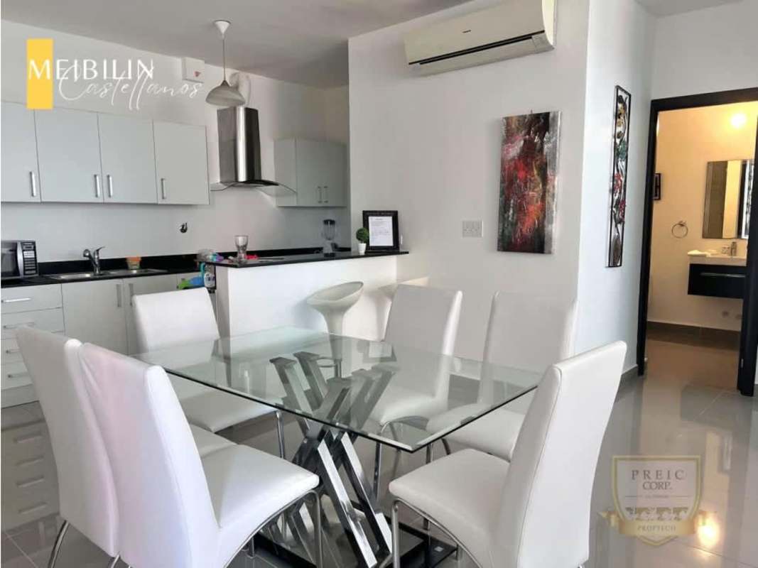 Dining room and open kitchen modern design PH Quartier 74 Panama City