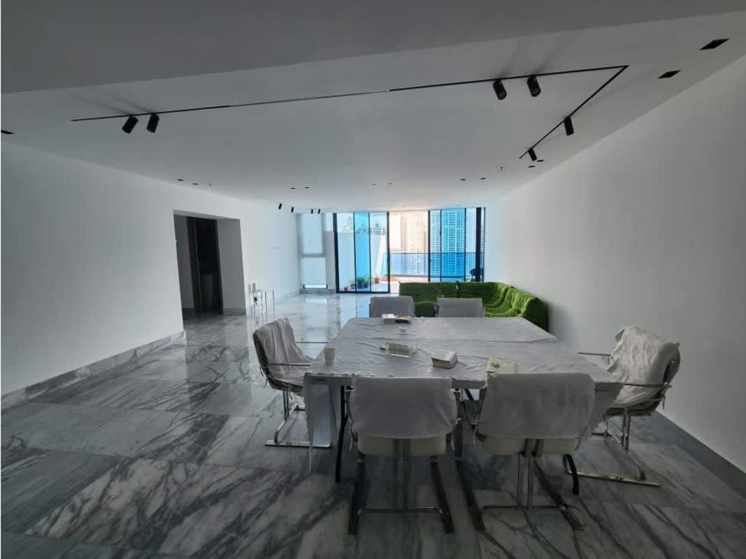 Modern bathroom with marble walls and shower PH Ocean Front Punta Paitilla