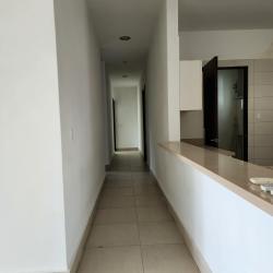 Long interior hallway with tile floors, white walls in PH Punta Barco Village Panama beach villa