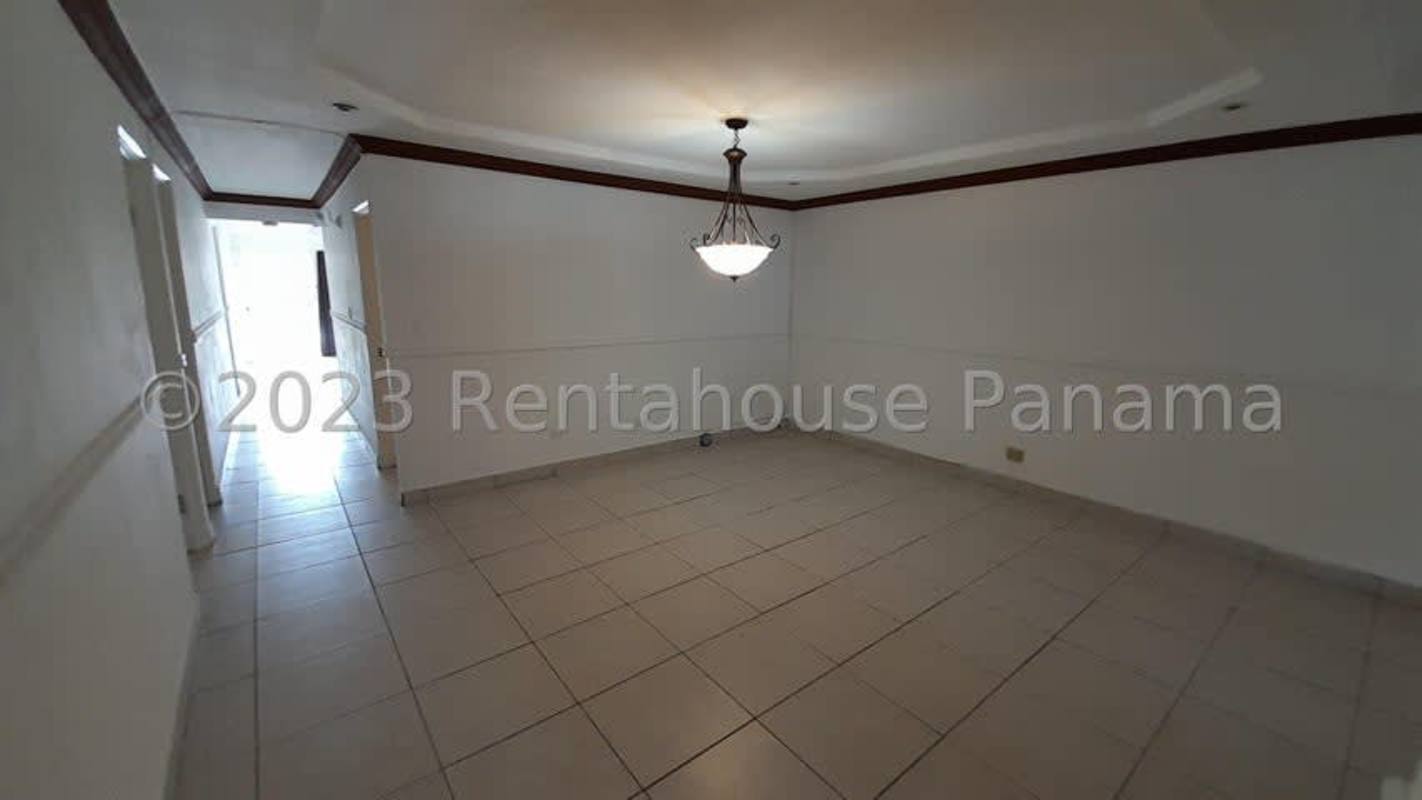 Kitchen with modern cabinetry, window view, spacious design in El Bosque house for sale Panama