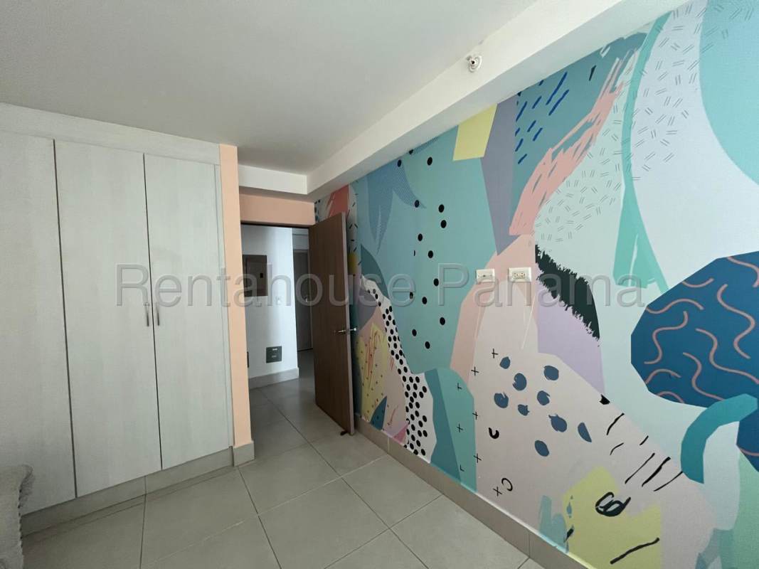 Modern kitchen with double sink and cabinets in apartment for rent PH Edison Park Panama City