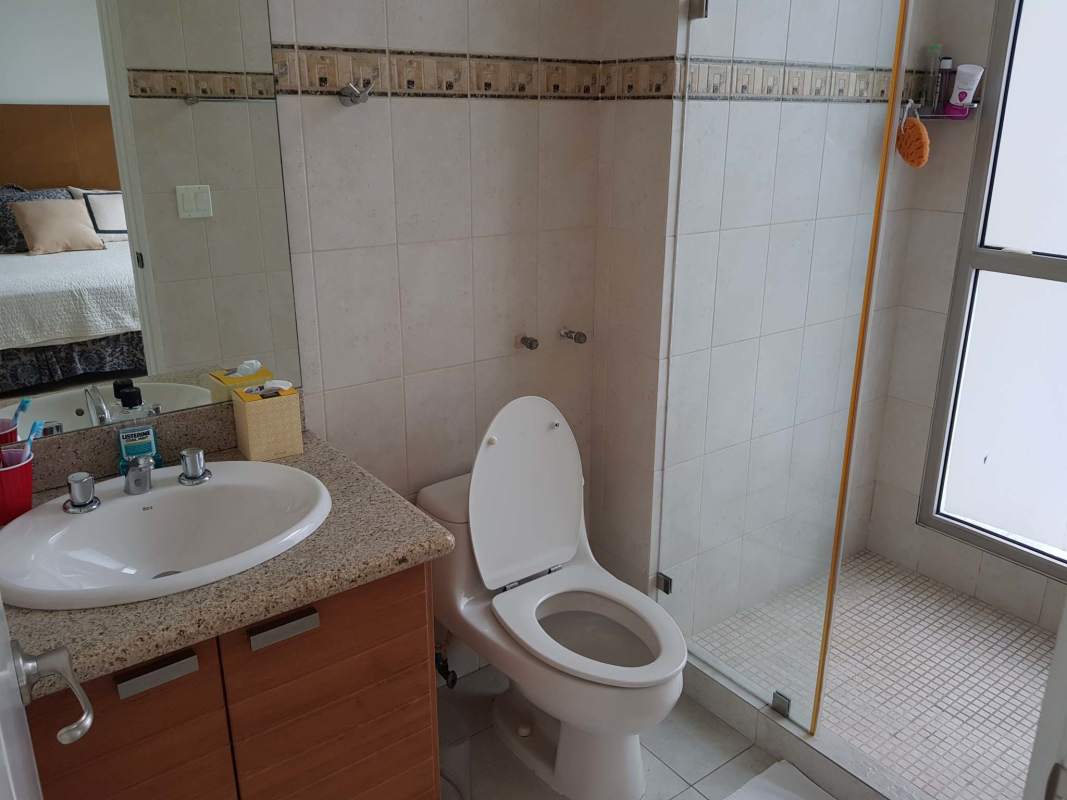 Furnished master bedroom with sea views, ensuite bath, large windows PH Aqualina Punta Pacifica