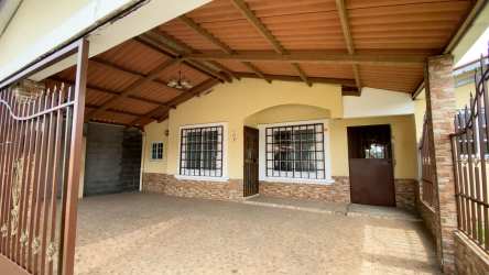 Bright living and dining area open plan with tile floors in Villas de Montelimar Panama Oeste