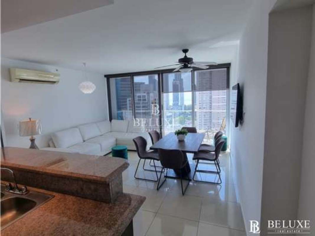 Modern bathroom with glass shower door, vanity sink in PH Top Towers Costa del Este Panama
