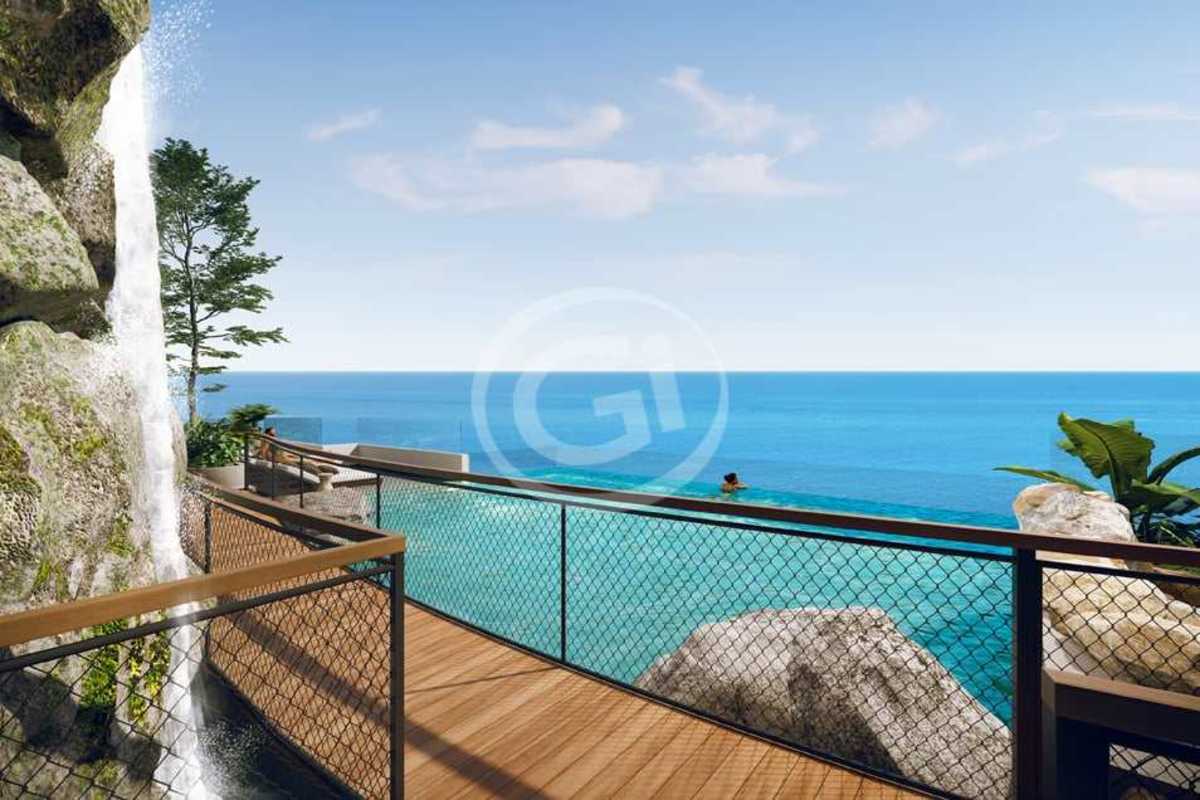 Rooftop infinity pool with ocean and skyline views in Coco del Mar at PH Dovle Selva residential tower