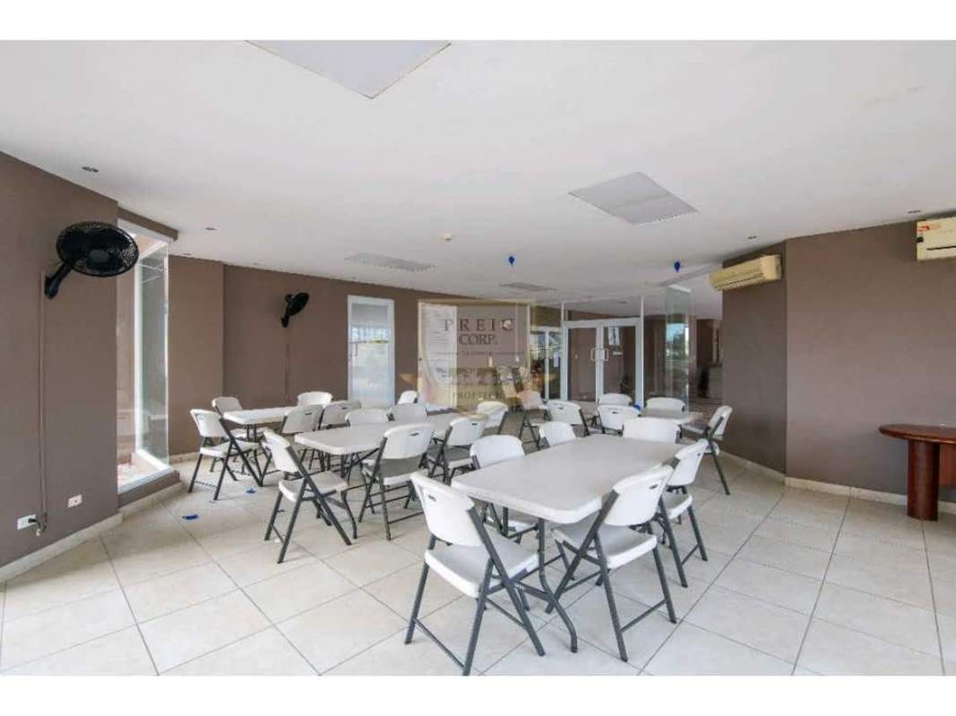 Bathroom with glass shower, marble tiles, illuminated mirror PH Brisas de San Fernando Panama
