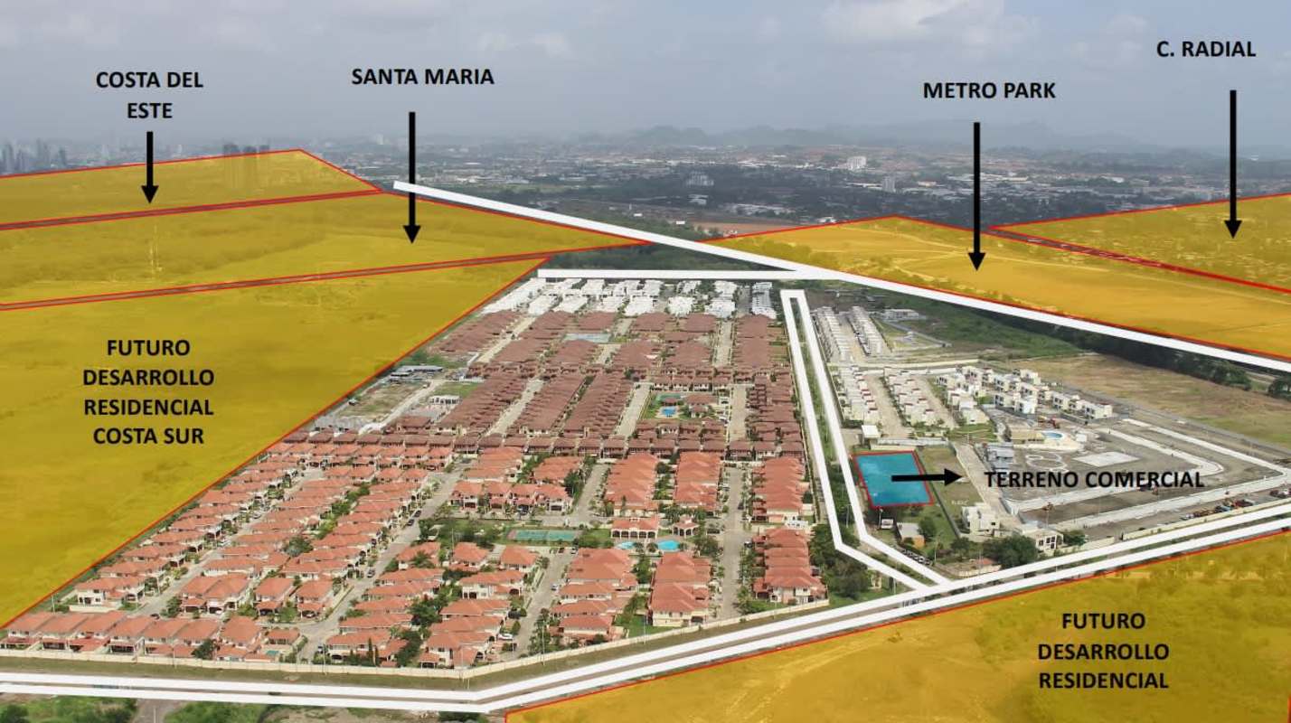 Map of Costa Sur and Santa María neighborhoods adjacent to development lot Panama City