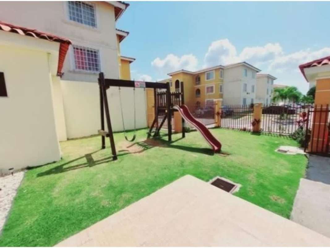 Fenced children's playground swings slide PH Cantabria V Panama