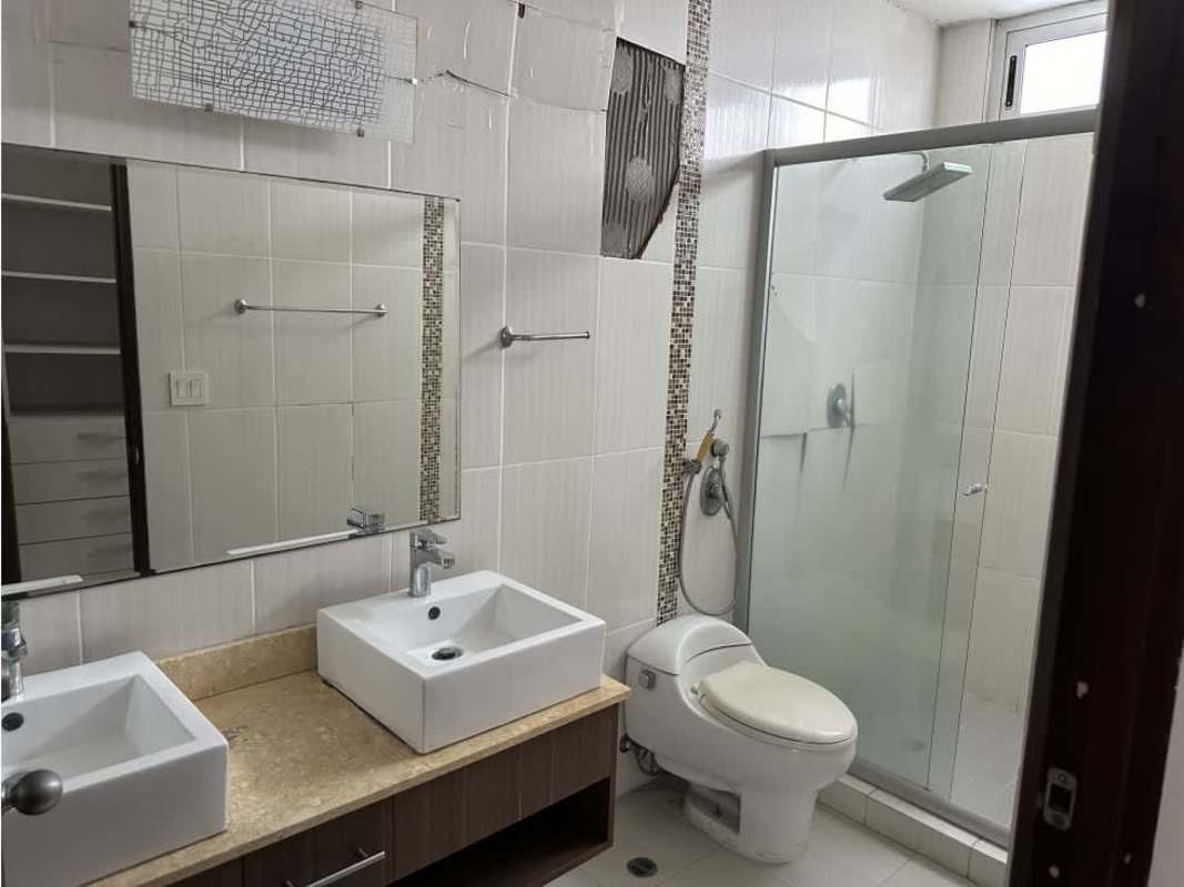 Bathroom with granite double vanity, glass shower enclosure PH Elevation Tower Panama
