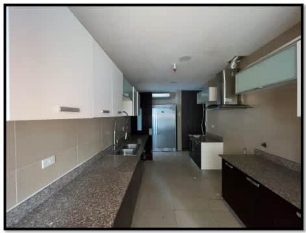 Covered infinity swimming pool with terrace deck in PH Q Tower luxury condo Panama