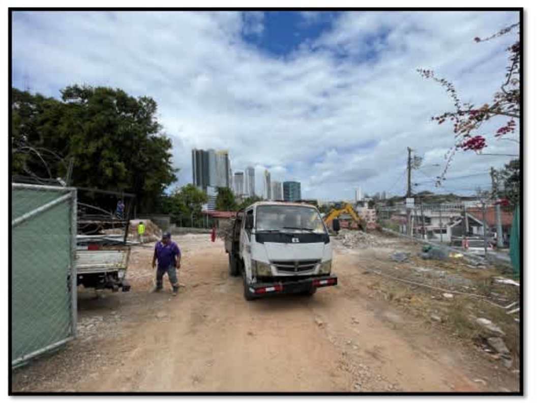 Panoramic view of vacant residential land with city skyline Urbanización Los Angeles Pedregal Panama
