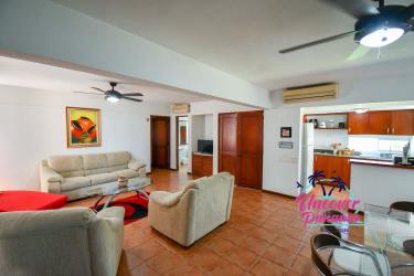 Granite countertop modern kitchen with wood cabinets townhouse Costa Blanca Golf Villas Decameron Panama