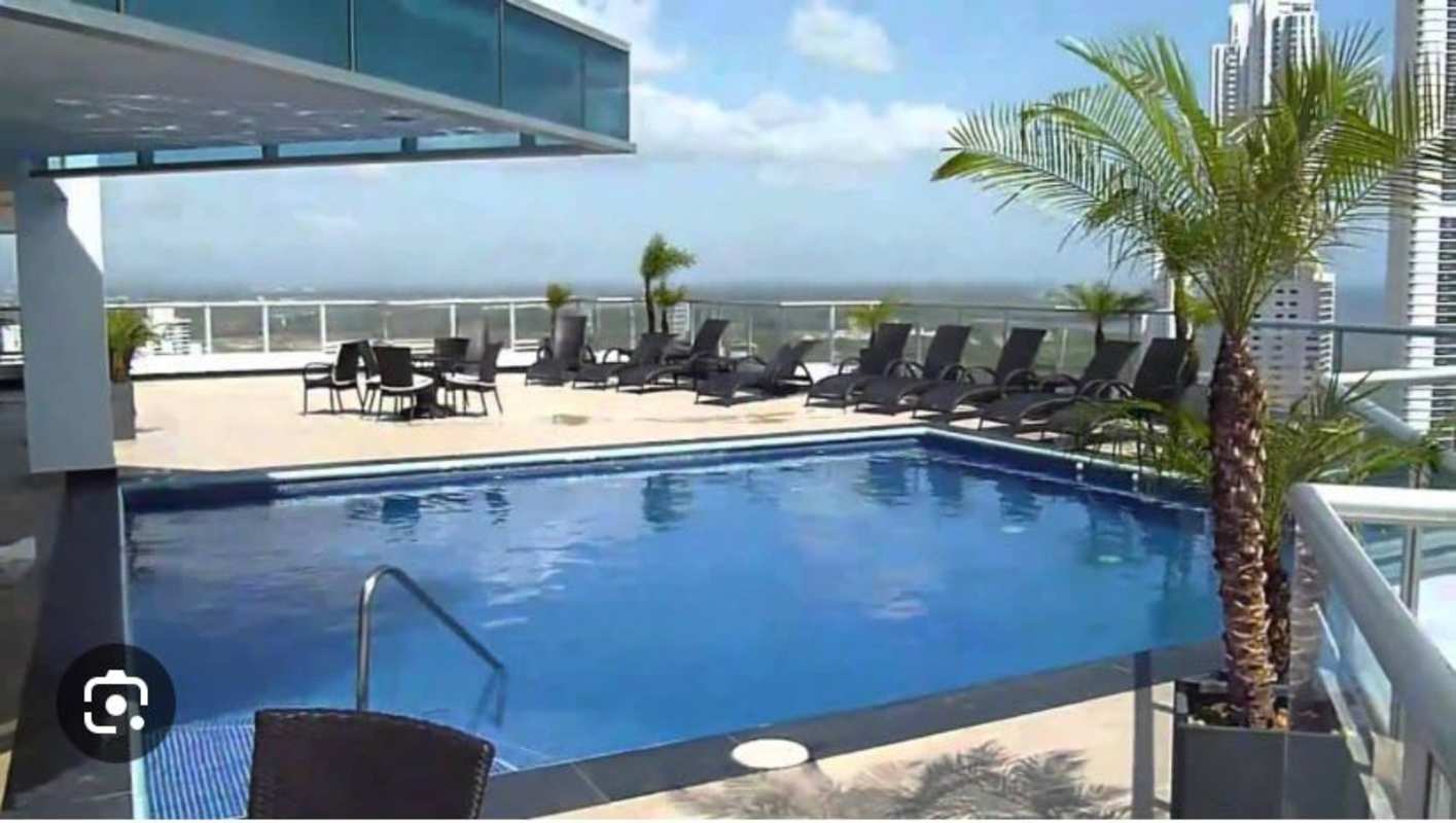 Rooftop infinity pool overlooking Panama City skyline PH Riverside Costa del Este Panama