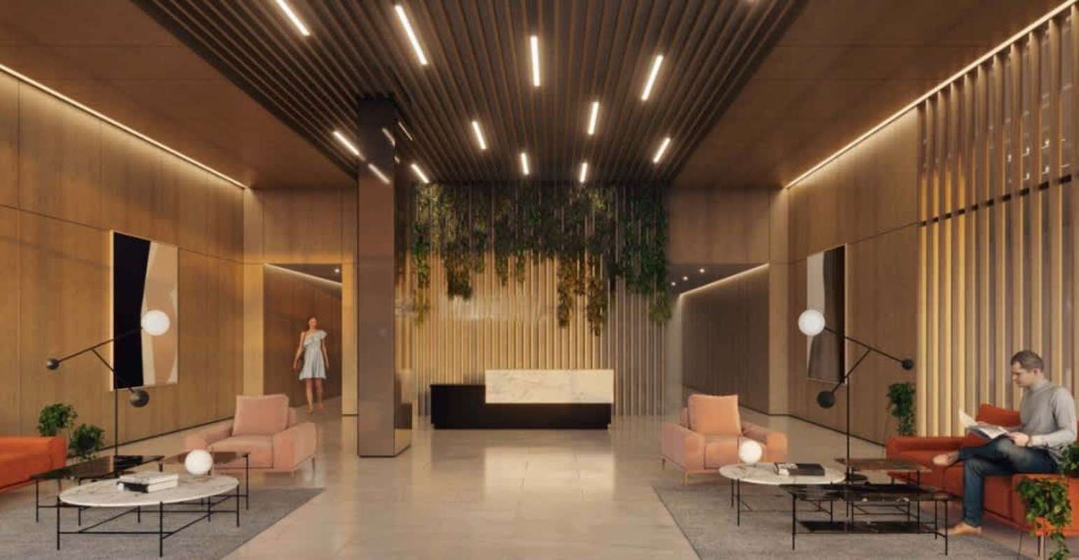 Luxury condo lobby with modern design PH Costa View Tower Costa del Este Panama