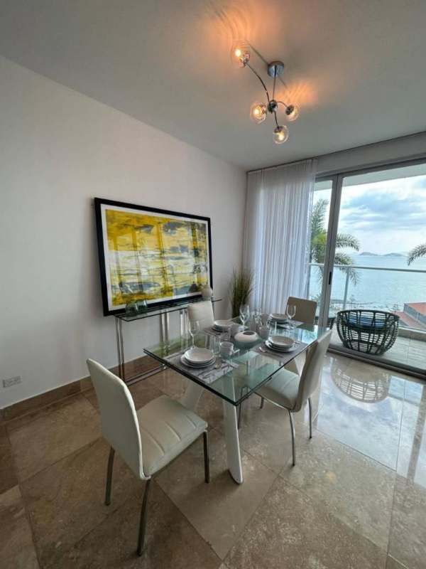 Modern oceanfront luxury tower Q Tower exterior in Punta Pacifica Panama