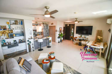 Stylish open-plan living dining space in Ensenada Beach Resort with direct terrace ocean views