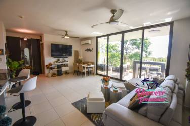 Spacious shaded balcony terrace with panoramic Pacific Ocean views at Ensenada Beach Resort condo