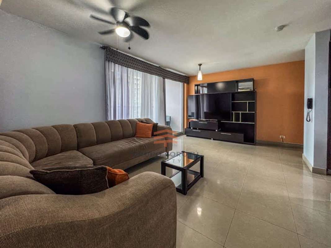 Bright living room open dining area balcony access PH Costa del Este Panama