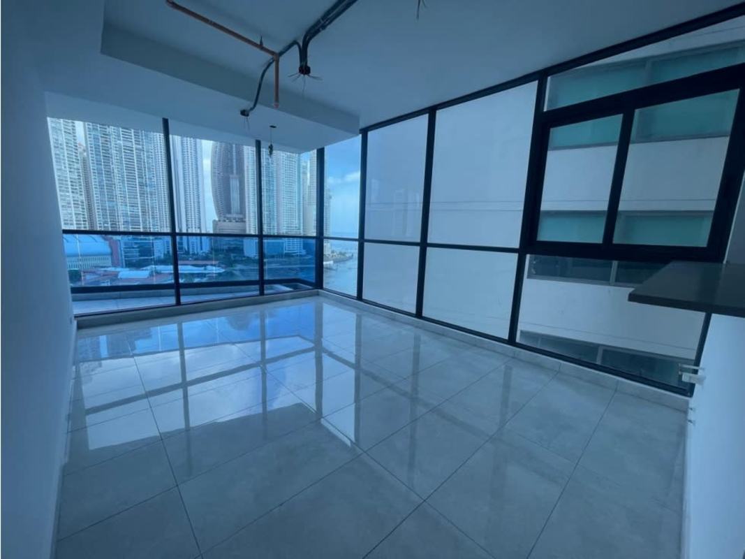 Large ocean view living and dining area with marble floors PH Ocean Front Punta Paitilla Panama