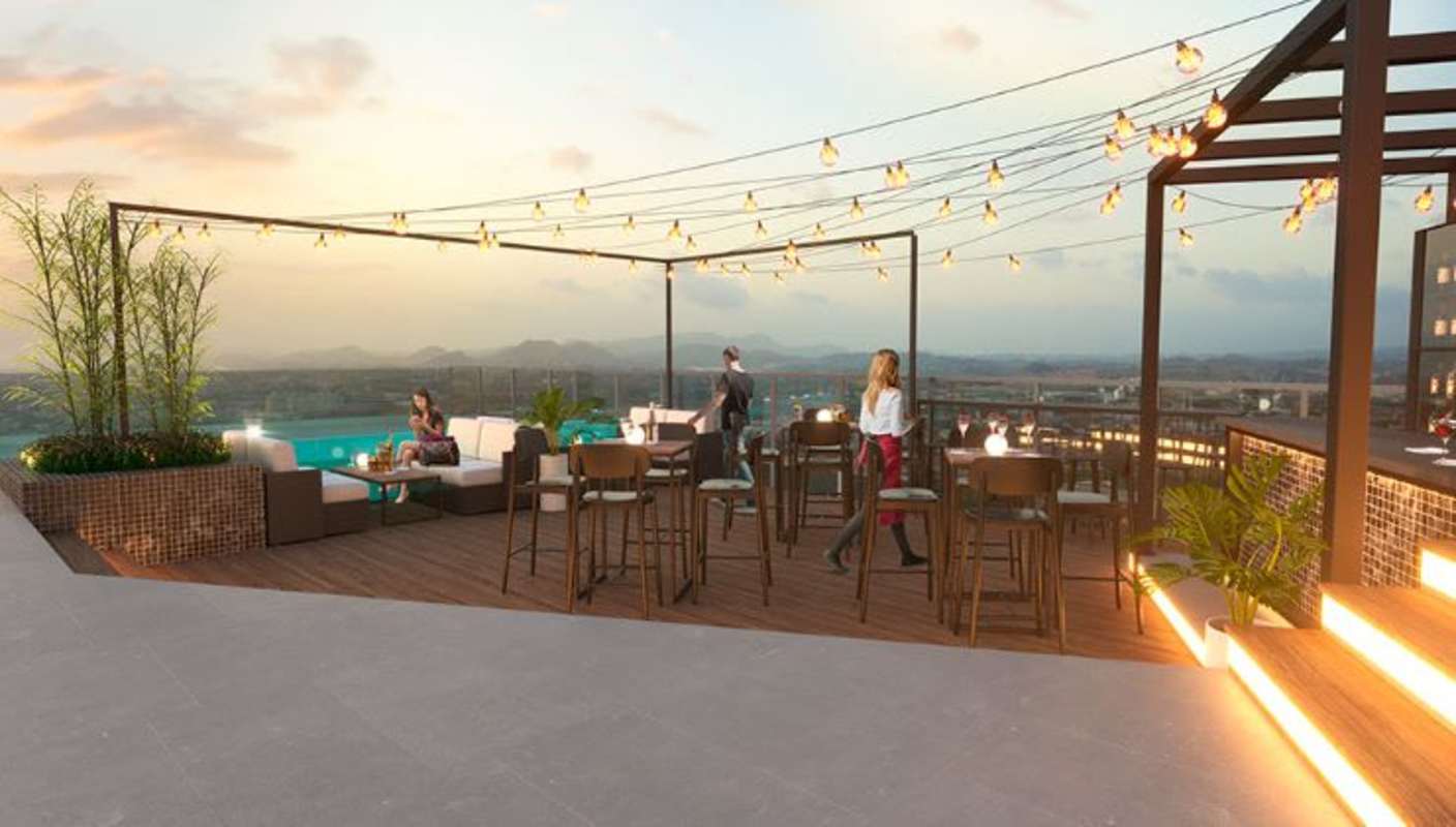 Contemporary bathroom with glass enclosed shower, vessel sink, designer fixtures at PH City Suites