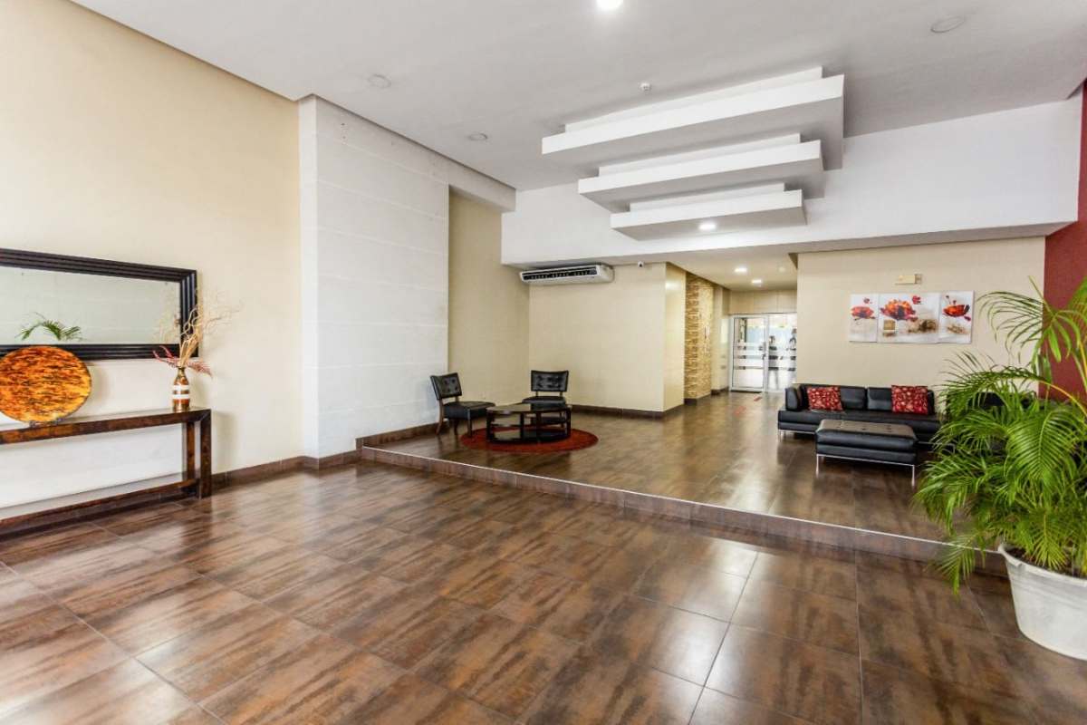Stylish lobby seating modern decor Pacific Sky Punta Paitilla Panama apartment tower