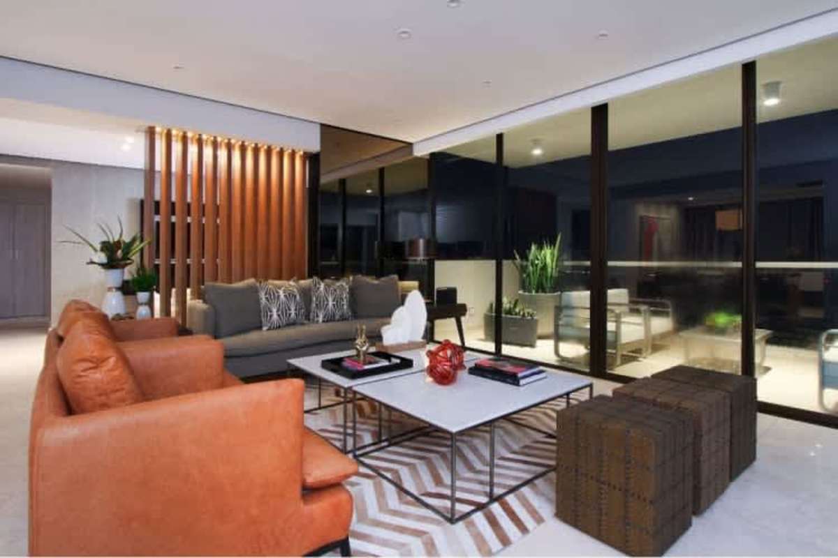 Spacious open living room with panoramic ocean view in PH Dal Mare Coco del Mar