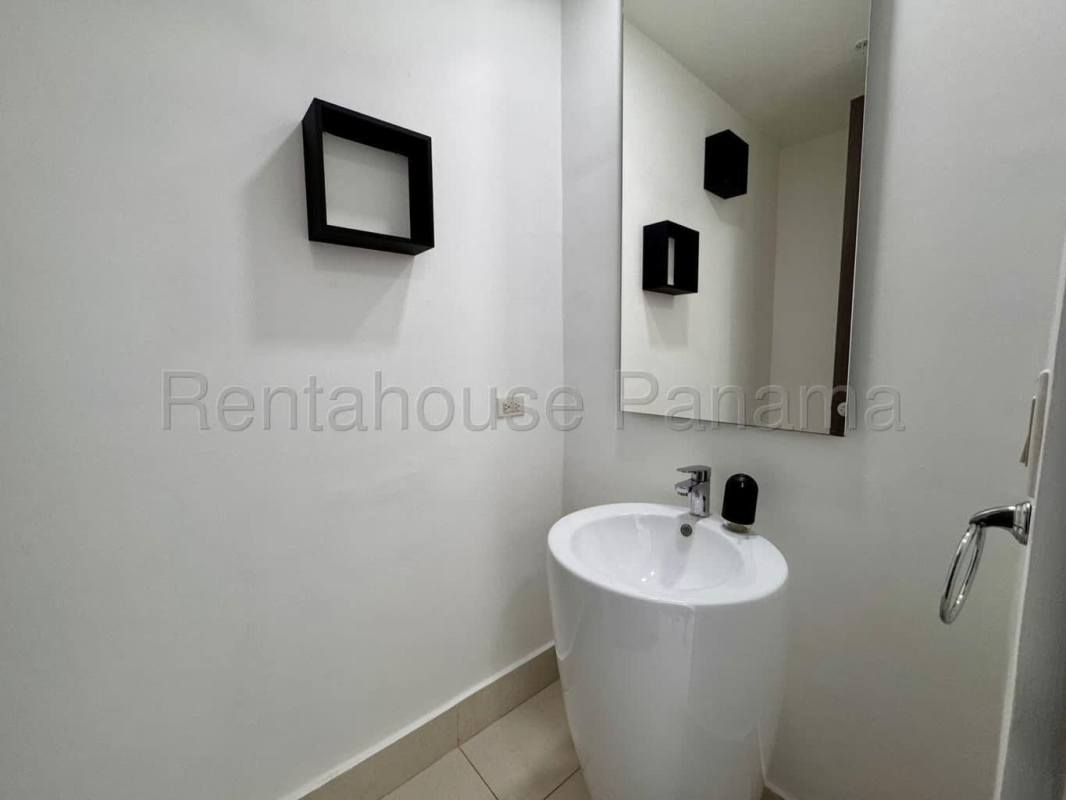 Bedroom featuring large windows, wardrobe, AC at PH Costa View Tower Costa del Este Panama