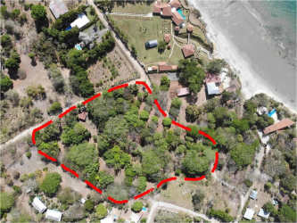 Outlined aerial land parcel close to Pacific ocean beach Riomar San Carlos Panama