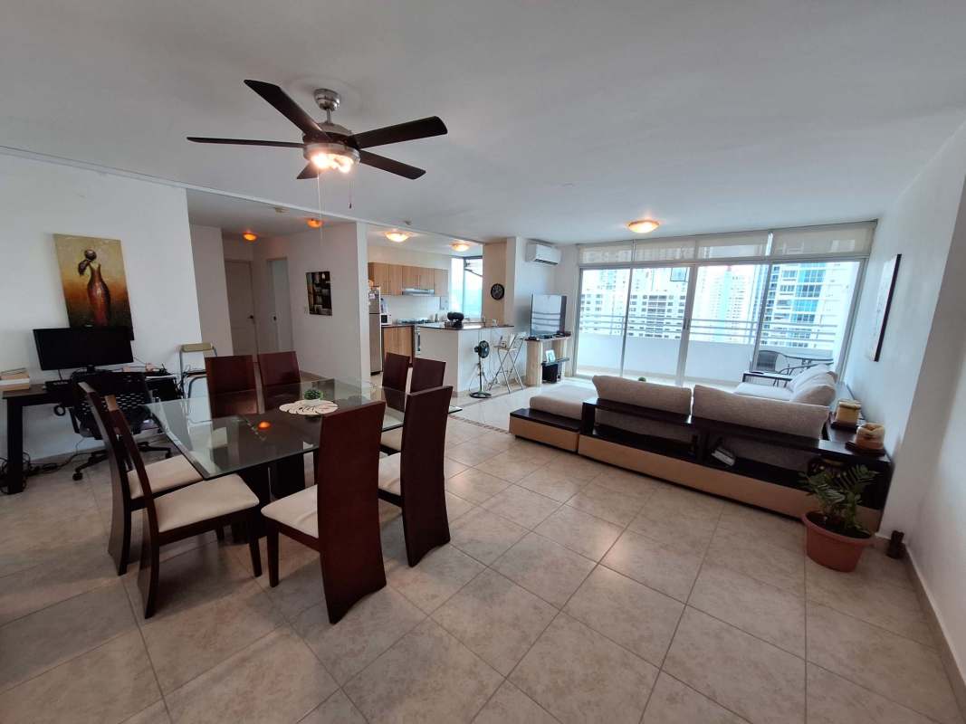 Open-plan living and dining area with balcony access PH Palma de Mallorca Panama
