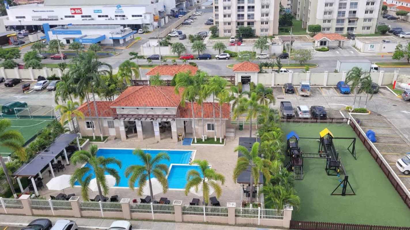 Open living dining space with neutral decor tile floors PH Versalles Panama apartment