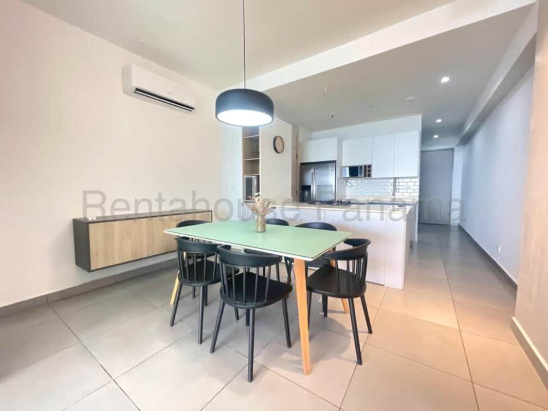 Contemporary lobby with designer furnishings at PH Element Tower on Avenida Balboa Panama City