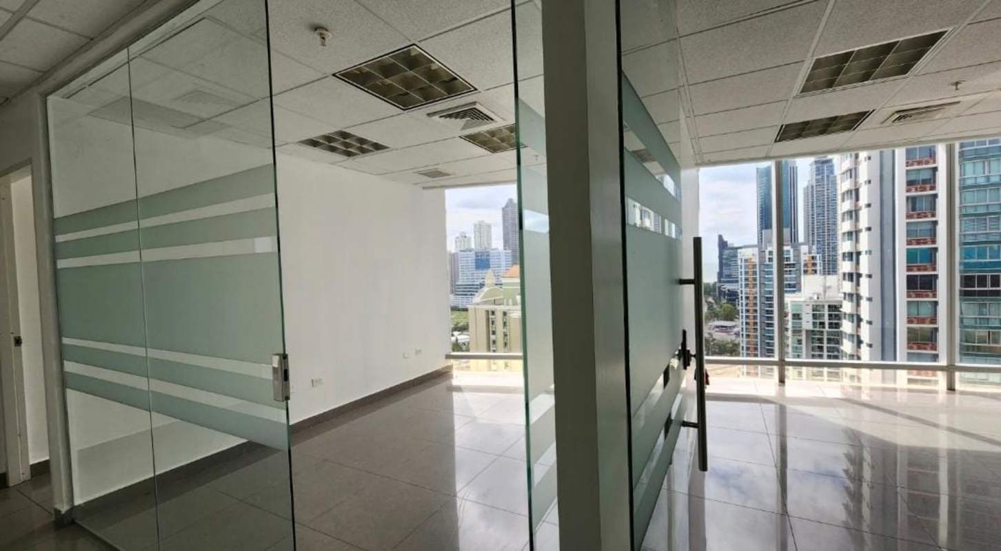 Entrance and parking garage of Torre Ancon Costa del Este business tower Panama