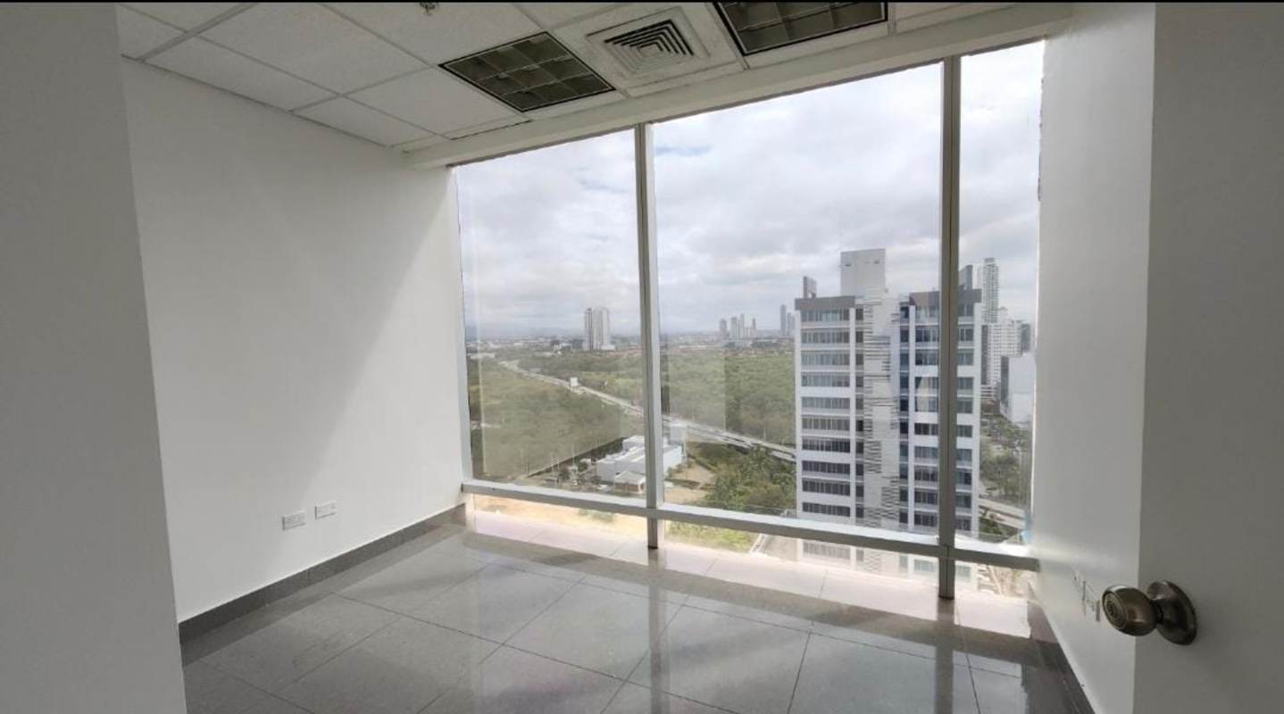 Unfurnished interior finished office with glass partition walls Torre Ancon Panama