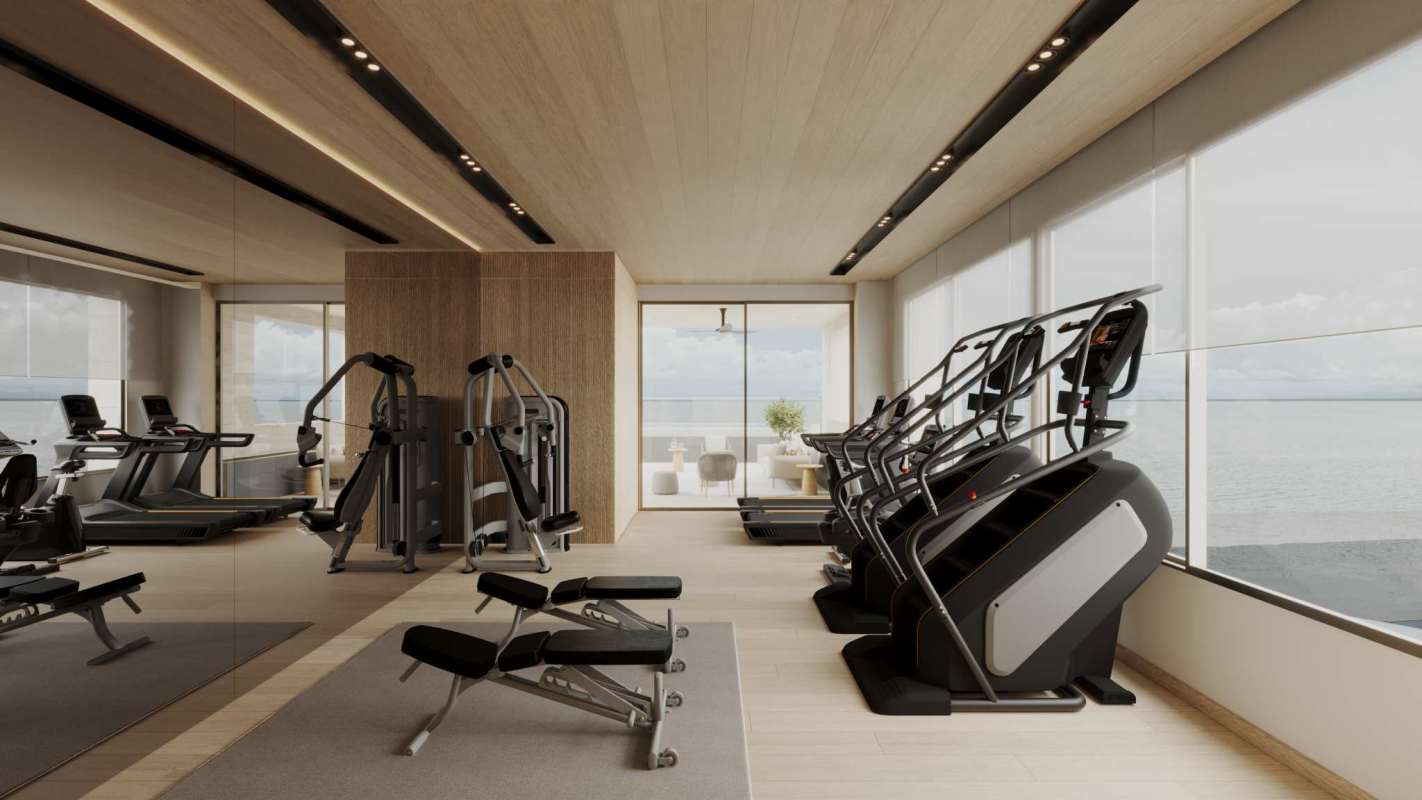 Fitness center with ocean view luxury amenities Ocean Reef Islands Panama City