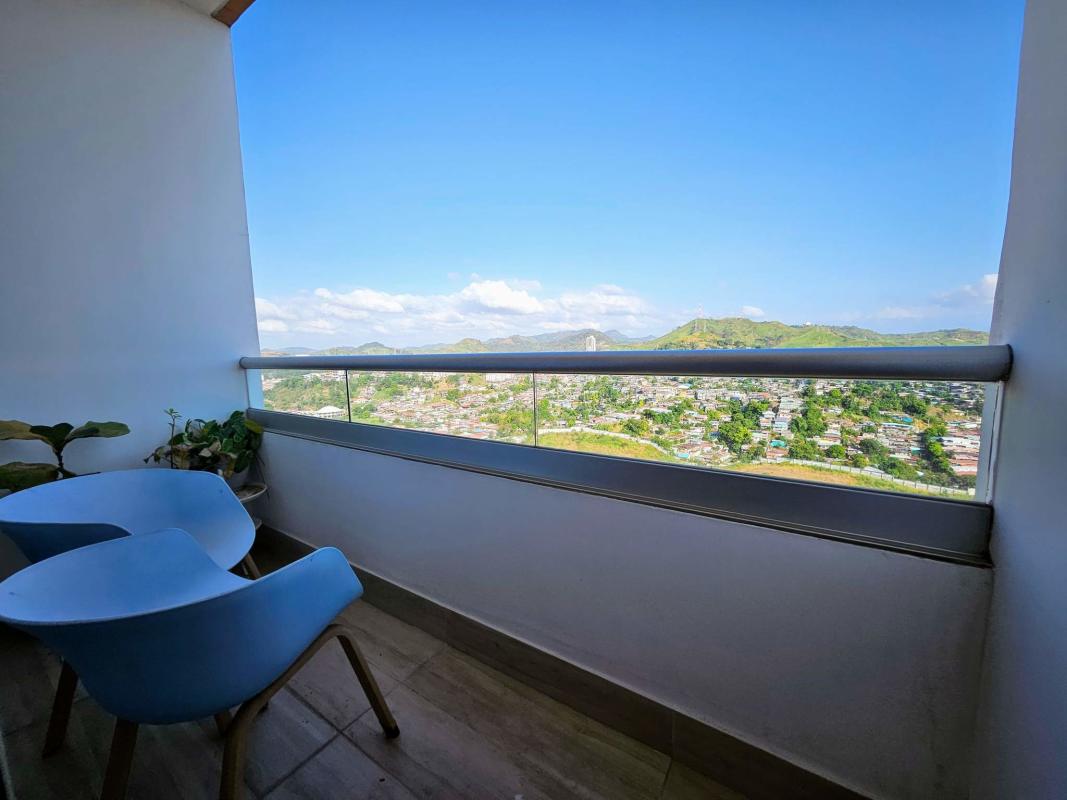 Private balcony with mountain and city view at PH Greenwood Tower Panama City