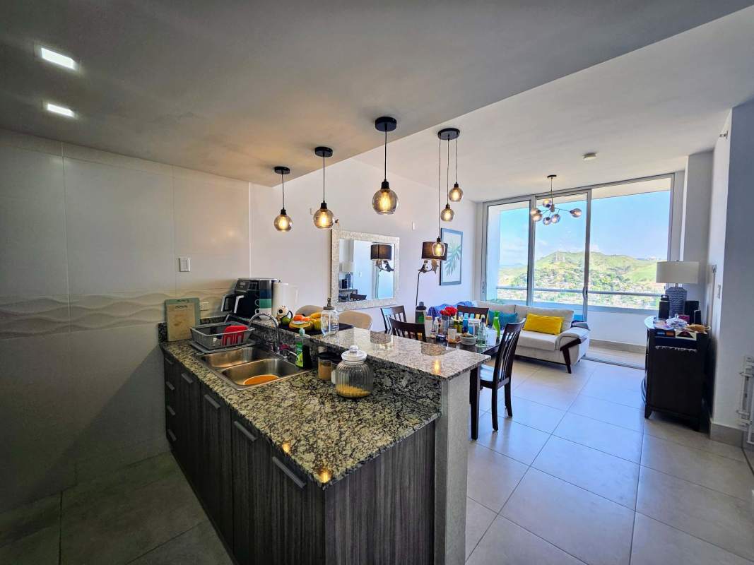 Open plan living room dining area with panoramic views at PH Greenwood Tower Panama