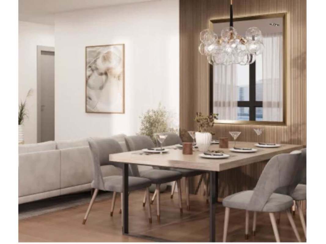 Stylish lounge and business meeting area in PH Moderna 360 penthouse, Panama City