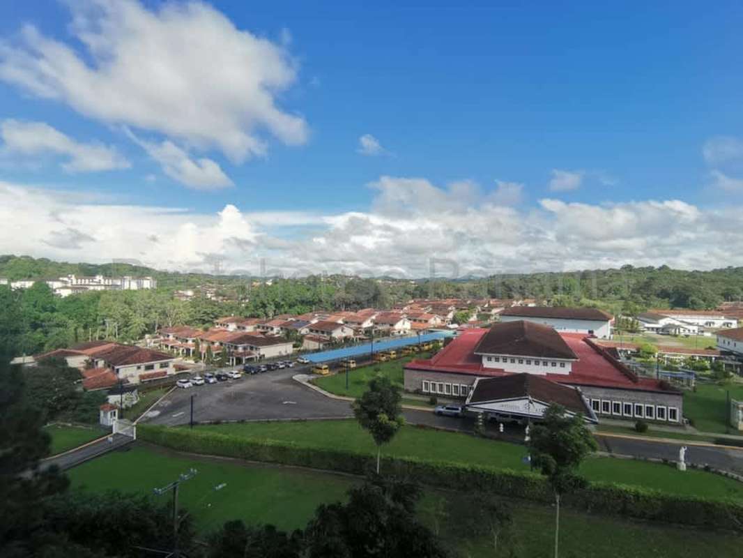 Furnished master bedroom with closet and window view in PH Garden Hills Albrook Panama