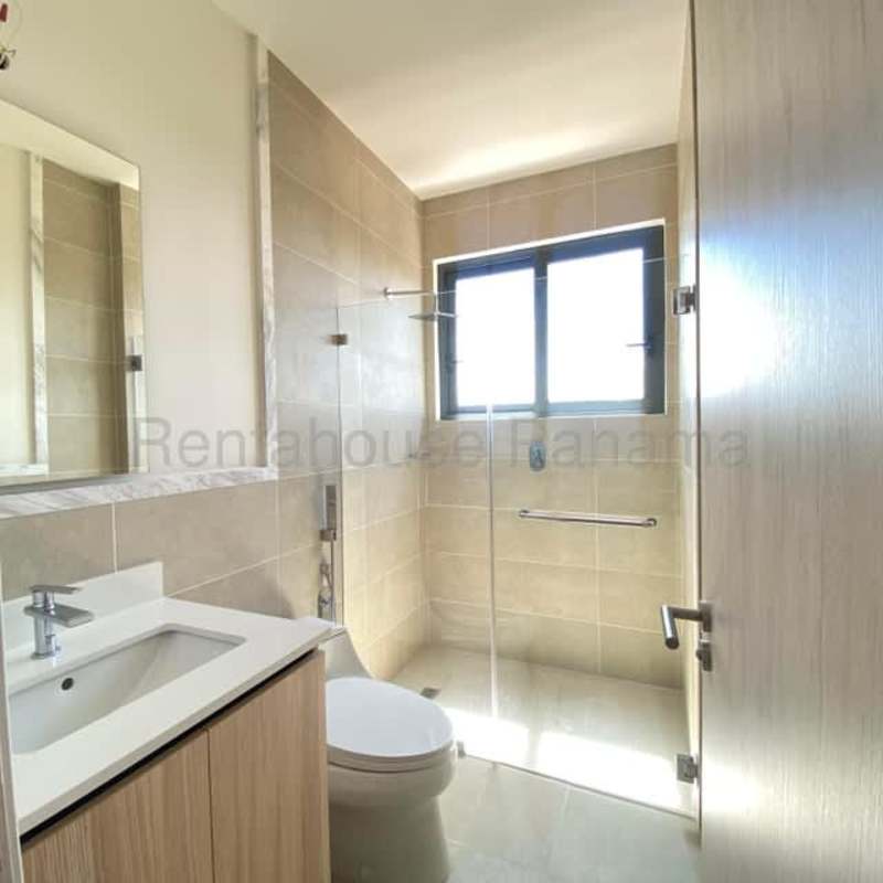 Modern kitchen with quartz countertop island at Ocean House Santa Maria Panama