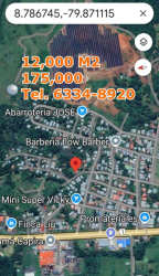 Aerial satellite view of large 12,000m2 land near Panamericana Highway in Capira