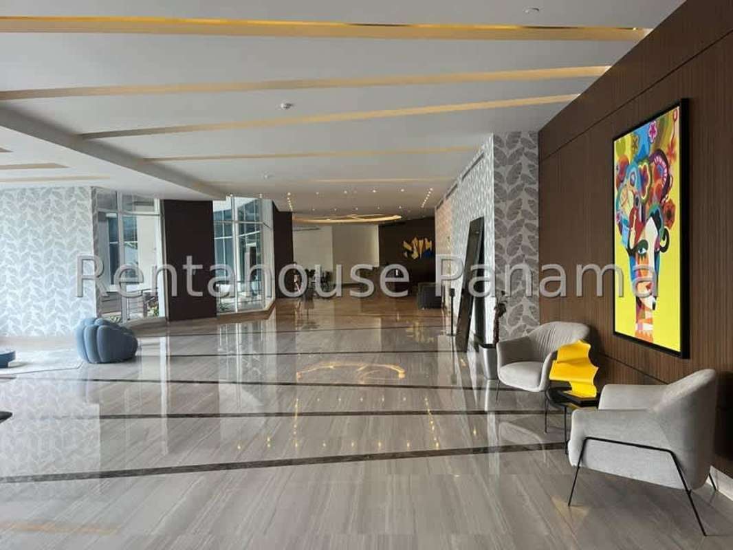 Contemporary kitchen fully furnished with appliances and double refrigerators in PH Costa del Este Panama