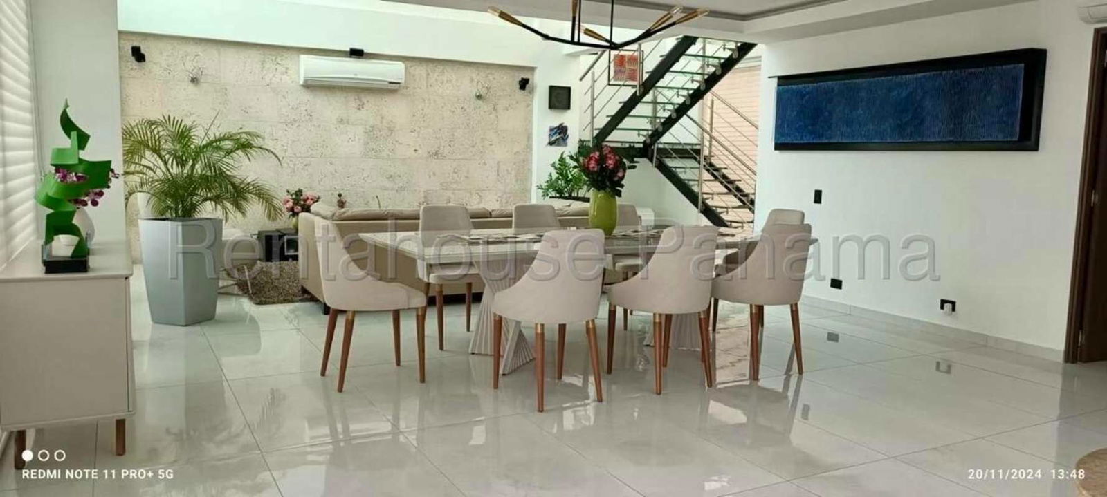 Luxury open plan living dining room with modern finishes Costa Sur Panama