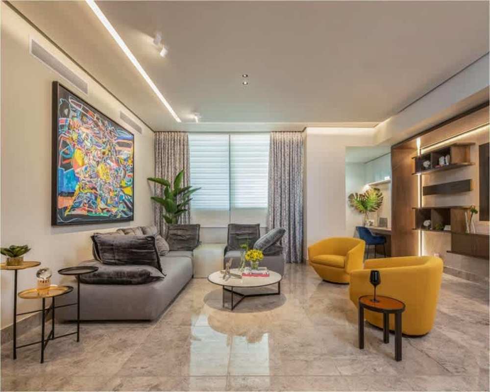 Modern luxury living room with floor-to-ceiling ocean view windows at PH Pacific Point Punta Paitilla