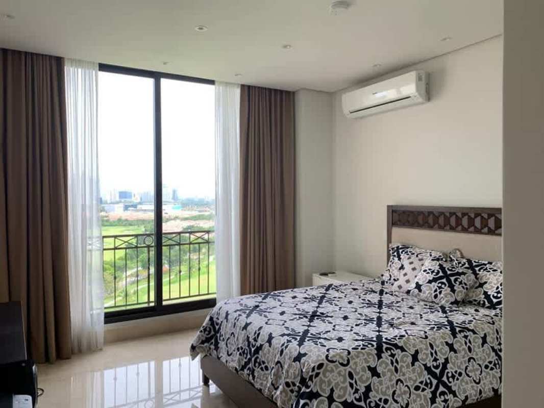 Master suite with balcony and city skyline view La Vista Santa Maria Panama