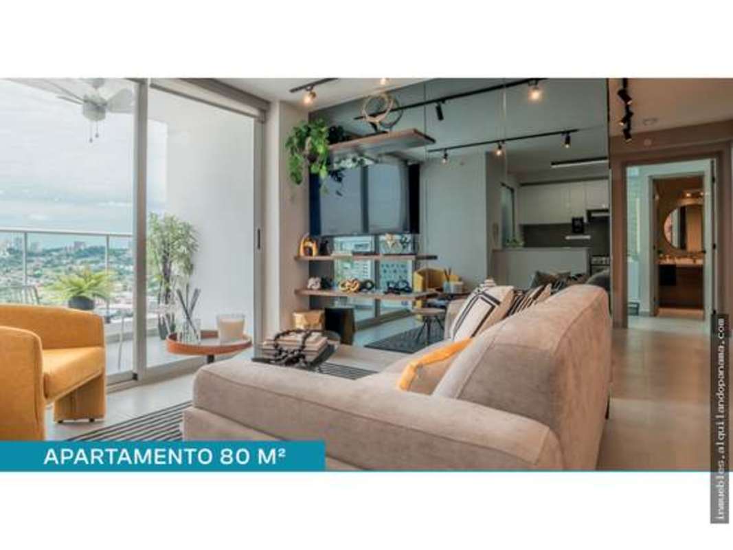 Spacious apartment interior with kitchen and living room PH Park Square Panama City