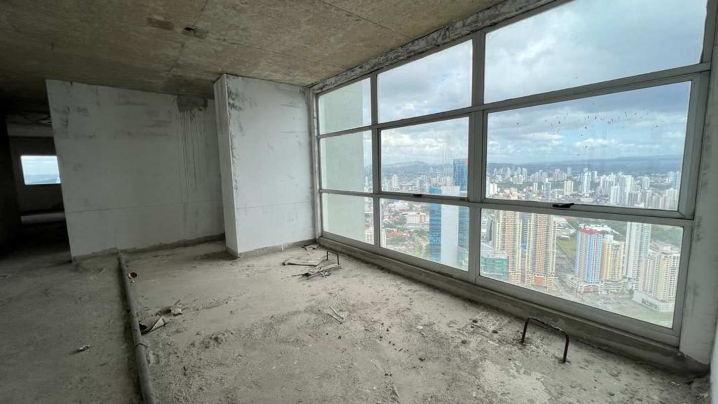Unfinished apartment corner with panoramic city and ocean view Palo Pacifica Panama
