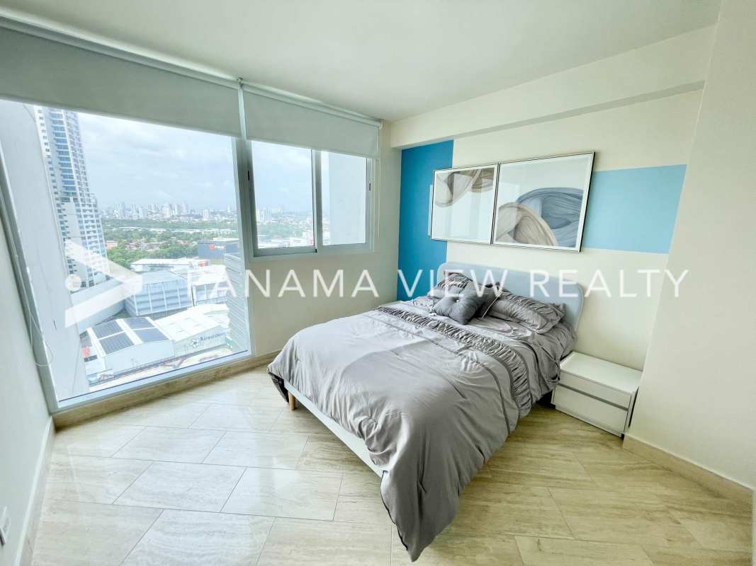 Bedroom with walk-in closet and windows Costa del Este luxury apartment for sale