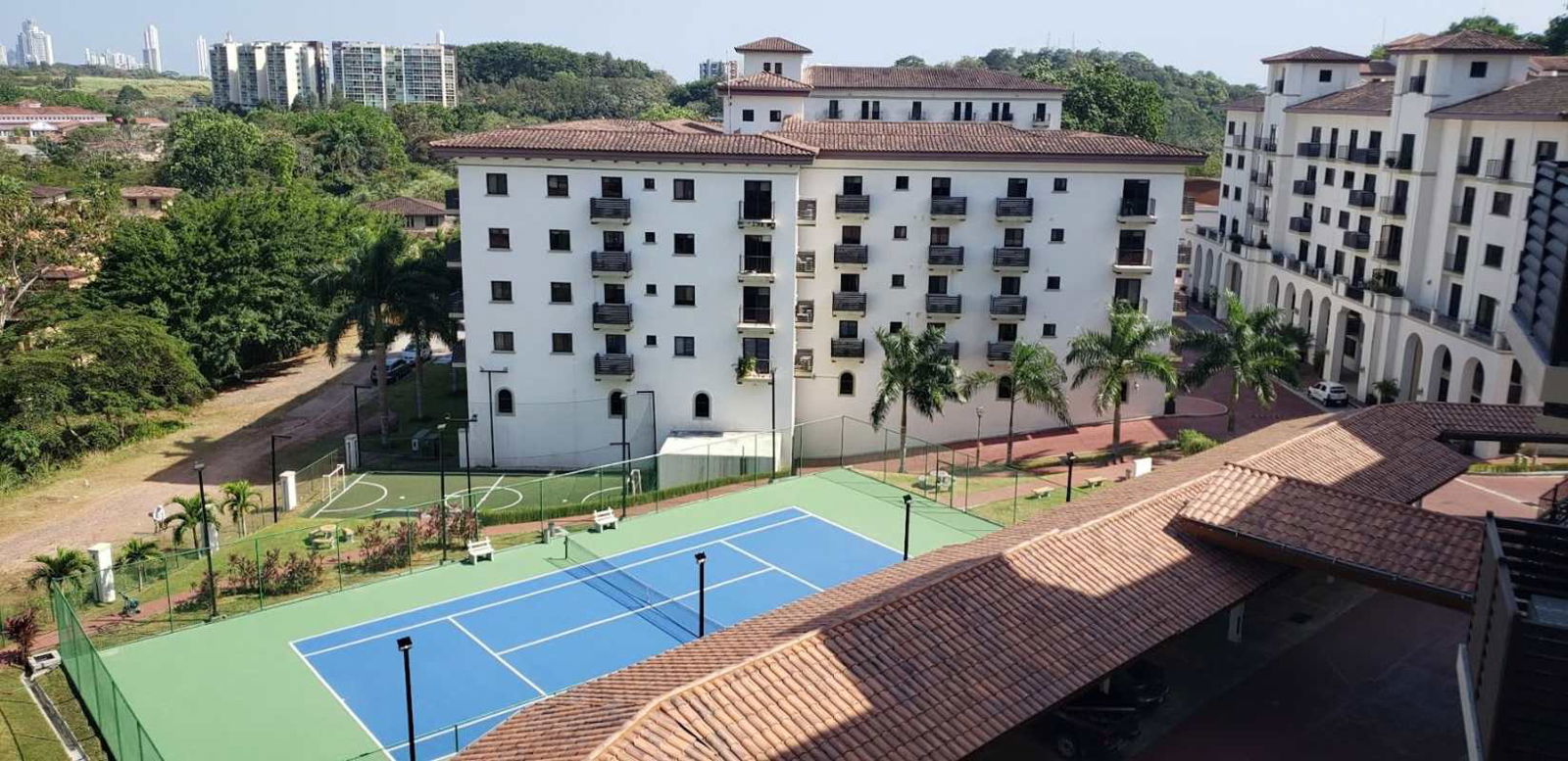 Tennis soccer courts and gardens Embassy Village Clayton Panama