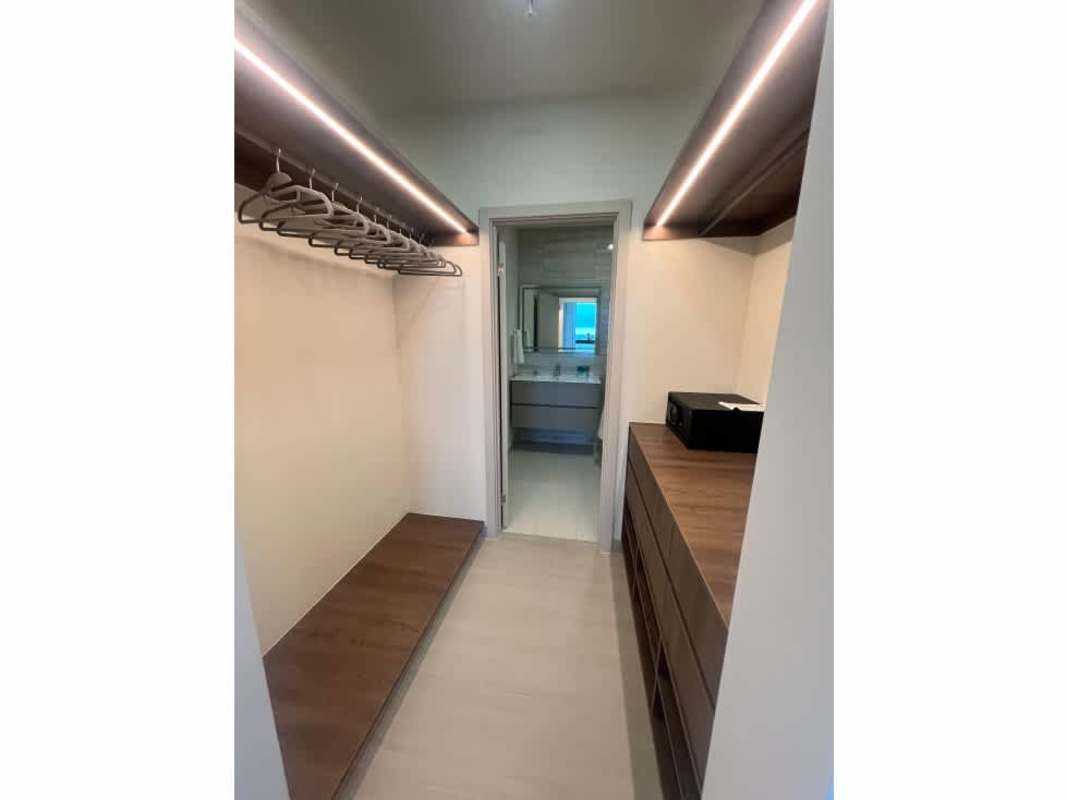 Luxury lobby with marble floors, designer lighting and glass walls in PH Arcadia Costa del Este Panama City